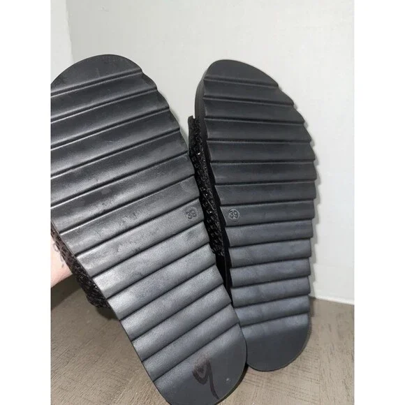 Papucei Black Mesh Sandals Slides - Size 39 New Without Box